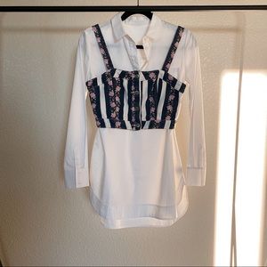 Denim adjustable cute floral tank top w/ buttons